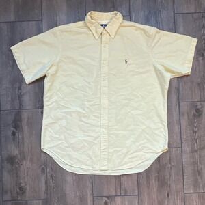 Ralph Lauren Yellow Classic‎ Fit Short Sleeve Button Down Shirt Men's XL